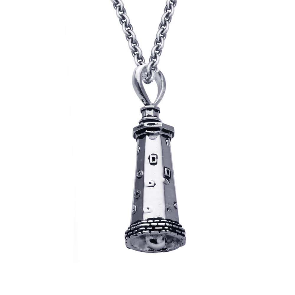 Sterling Silver Lighthouse Charm Pendant - Unique Handcrafted Jewelry Made In USA
