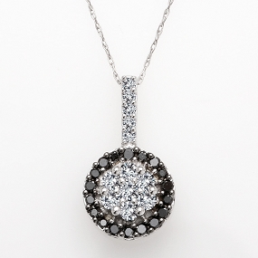 1/2 Carat Ladies Black and White Diamond Fashion Necklace in 10k White Gold