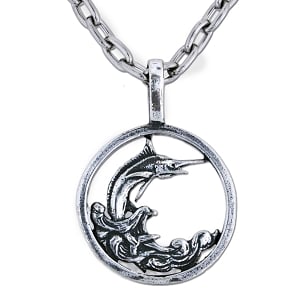 Blue Marlin Bahamas Coin Replica Necklace — Sterling Silver Pendant with Chain