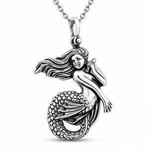 Mermaid Necklace - Sterling Silver Pendant with Chain