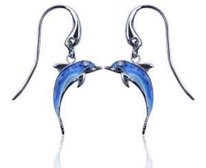 Bottlenose Dolphin Earrings - Sterling Silver with Basse-taille Enamel