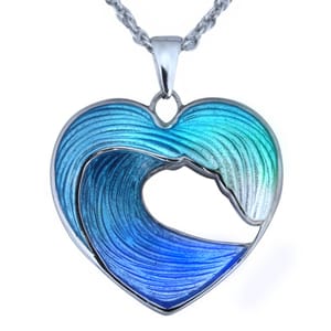 Heart of the Sea Wave Necklace - Sterling Silver with Hard-Fired Enamel