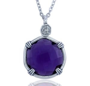 Amethyst Sea Prism Necklace - Lab Created - Sterling Silver Pendant with Chain