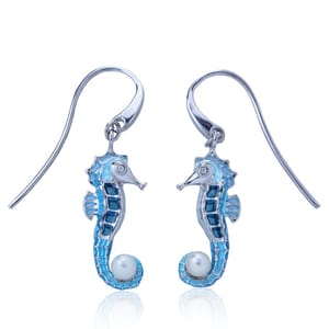 Seahorse Earrings - Sterling Silver with Enamel
