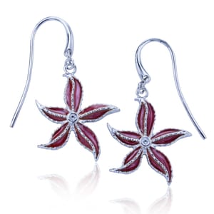 Starfish Earrings - Sterling Silver with Enamel