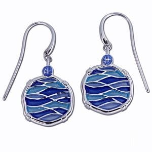 Blue Changing Tides Dangle Earrings - Sterling Silver and Plique-a-jour Enamel