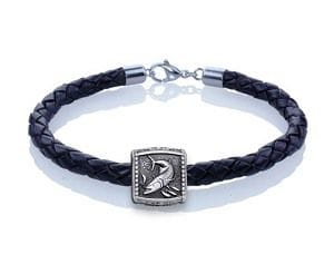 King Mackerel Trophy Bracelet - Guy Harvey Sterling Silver on Braided Leather