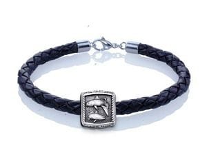 Redfish and Trout Trophy Bracelet - Guy Harvey Sterling Silver on Braided Leather