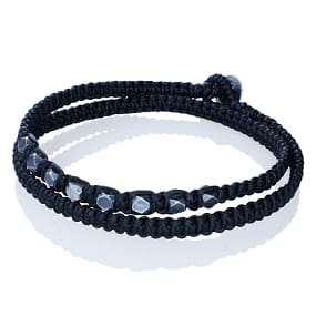 Black Double Wrapped Cotton Cord Bracelet with Beads