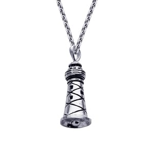 Cape Lookout Lighthouse Bell Necklace - SOBX Sterling Silver Mini Bell Pendant with Chain