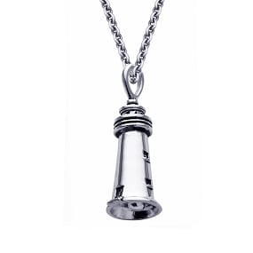 Ocracoke Lighthouse Necklace - OBX Sterling Silver Mini Bell Pendant with Chain