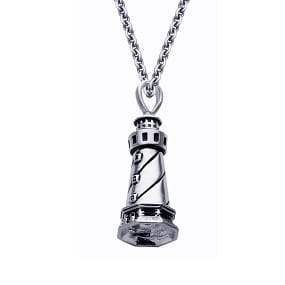 Cape Hatteras Lighthouse Necklace - OBX Sterling Silver Mini Bell Pendant with Chain