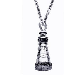 Bodie Island Lighthouse Bell Necklace - OBX Sterling Silver Mini Bell Pendant with Chain