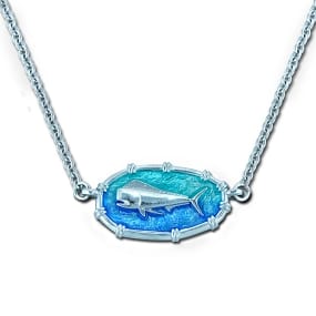 Mahi Mahi Dorado Necklace - Sterling Silver Oval Enamel Open Ocean Collection