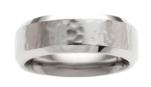 Cobalt Wedding Band Men's Comfort Fit Hammered Center with Polished Rounded Edges