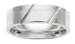Cobalt Wedding Band Men's Comfort Fit Polished and Brushed with Groove Designs