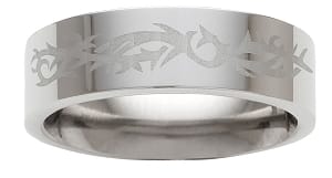 Cobalt Wedding Band Men's Comfort Fit with Tribal Design