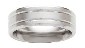 Cobalt Wedding Band Men's Comfort Fit Brushed Design with Grooves