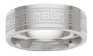 Cobalt Wedding Band Men's Comfort Fit Greek Key Design