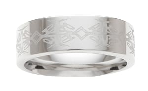 Cobalt Wedding Band Men's Comfort Fit with Tribal Design - Heavyweight Cobalt