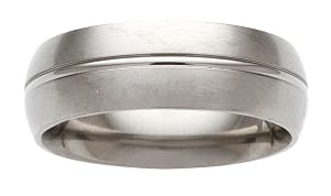 Titanium Wedding Band - Men's Comfort Fit Brushed with Rounded Edges and Center Groove