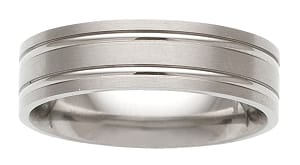 Titanium Wedding Band Men's Comfort Fit Brushed with Grooves