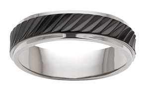 Titanium Wedding Band Men's Comfort Fit with Black Textured Center Accent