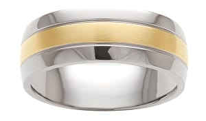 Titanium Wedding Band Men's Comfort Fit with Accent
