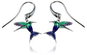 Hummingbird Earrings - Sterling Silver with Enamel