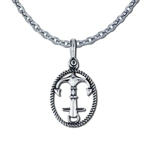 Addiction Recovery Anchor Necklace - Sterling Silver Anchor and Cross Pendant with Chain