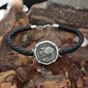 Angelfish Relic Medallion Leather Bracelet - Sterling Silver  