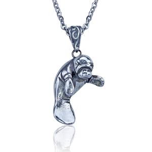 Manatee Necklace - Sterling Silver Pendant with Chain