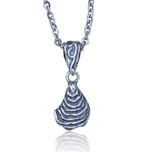 Oyster Shell Necklace - Sterling Silver Pendant with Chain