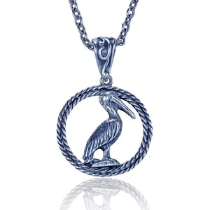 Pelican Necklace - Sterling Silver Pendant with Chain - 3/4 Inch Pelican