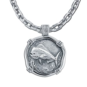 Mahi Mahi Dorado Necklace - Sterling Silver Medallion Pendant with Chain by Nautora
