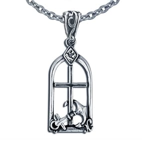 Addiction Recovery Anchor and Cross - Sobriety Support Necklace