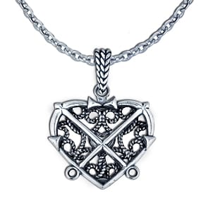 Addiction Recovery Anchor Necklace - Sterling Silver Crossed Anchor Heart Pendant with Chain
