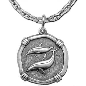 Large Dolphin Necklace - Sterling Silver Pendant with Chain