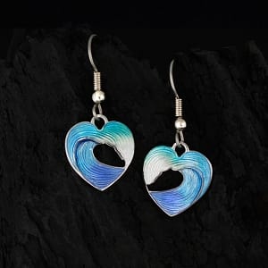 Heart of the Sea Wave Earrings - Sterling Silver with Hard-Fired Enamel | Nautora Coastal Collection
