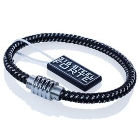Men's Bracelet Black Neoprene and Stainless Steel - 8.5 Inch Length