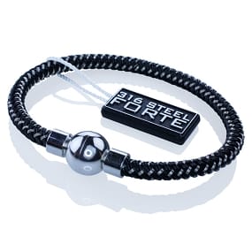 Men's Bracelet Black Neoprene and Stainless Steel - Magnetic Clasp
