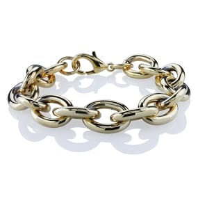 Gold Plated Heavy Link Bracelet - 9 Inches | Stainless Steel with Lobster Clasp