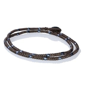 Brown Double Wrapped Cotton Cord Bracelet with Ornamental Beads
