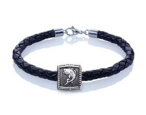 Bass Trophy Bracelet - Guy Harvey Sterling Silver on Braided Leather