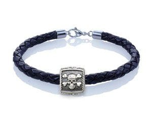Pirate Skull Trophy Slide Leather Bracelet 