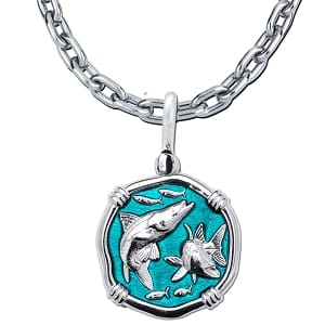 Snook Necklace - Guy Harvey Medium Seafoam Green Enamel Sterling Silver Pendant with Chain