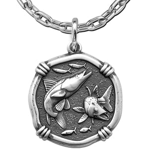 Snook Necklace - Guy Harvey Large Sterling Silver Relic Finish Pendant with Chain