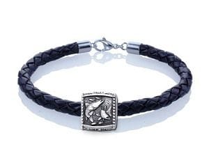 Snook Trophy Bracelet - Guy Harvey Sterling Silver on Braided Leather