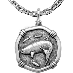 Tarpon Necklace - Guy Harvey Large Sterling Silver Relic Finish Pendant with Chain