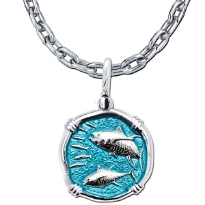 Tuna Necklace - Guy Harvey Medium Seafoam Green Enamel Sterling Silver Pendant with Chain